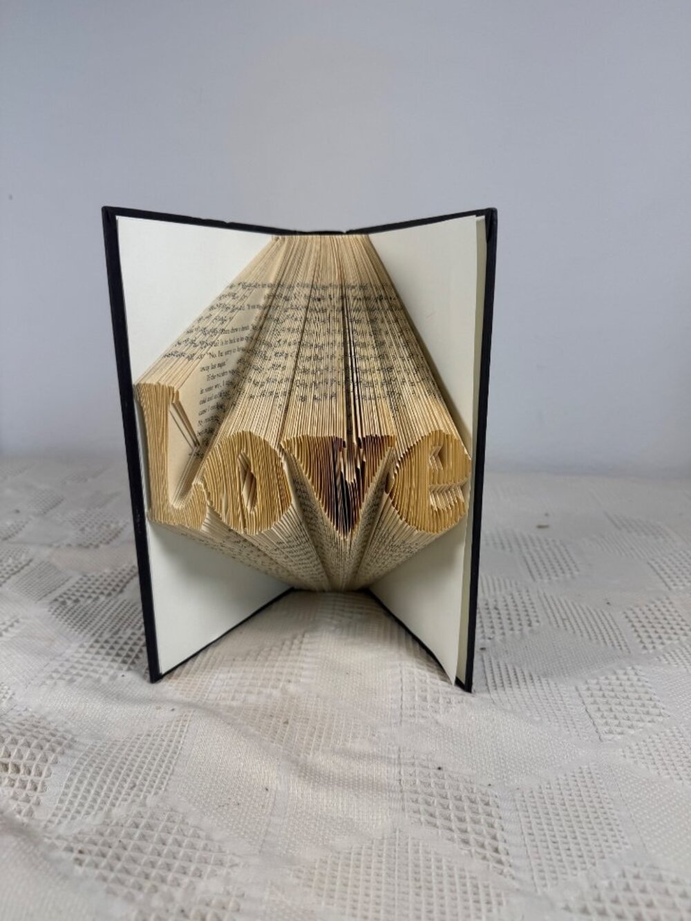 Folded Book Art Love Design Handcrafted Home Decor Romantic Gift of Love